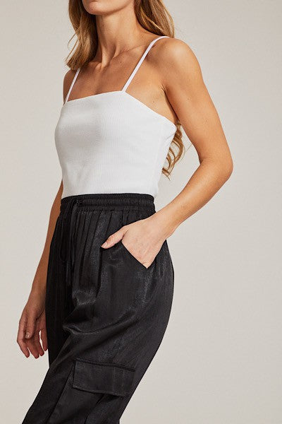 Textured satin cargo pants - Miss Sparkling