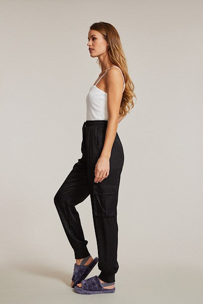 Textured satin cargo pants - Miss Sparkling