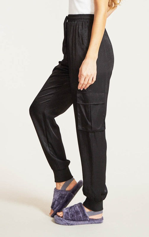 Textured satin cargo pants - Miss Sparkling