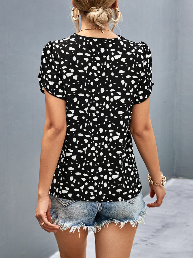 Women Short Sleeve V-Neck Top