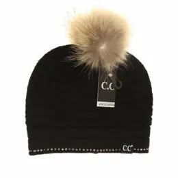 Black Label Rhinestone Beanie