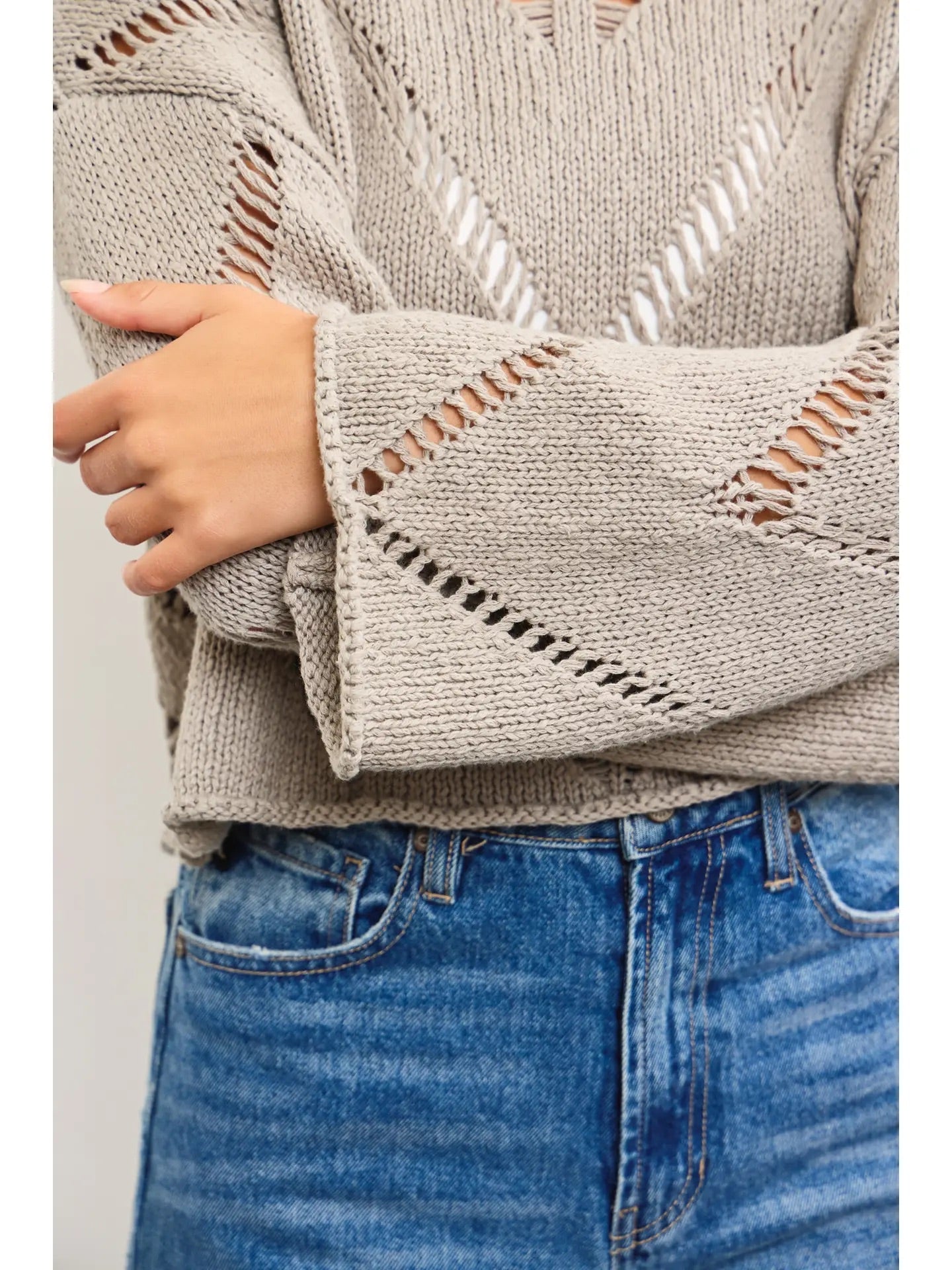 Distressed Cut-Off Knit Top