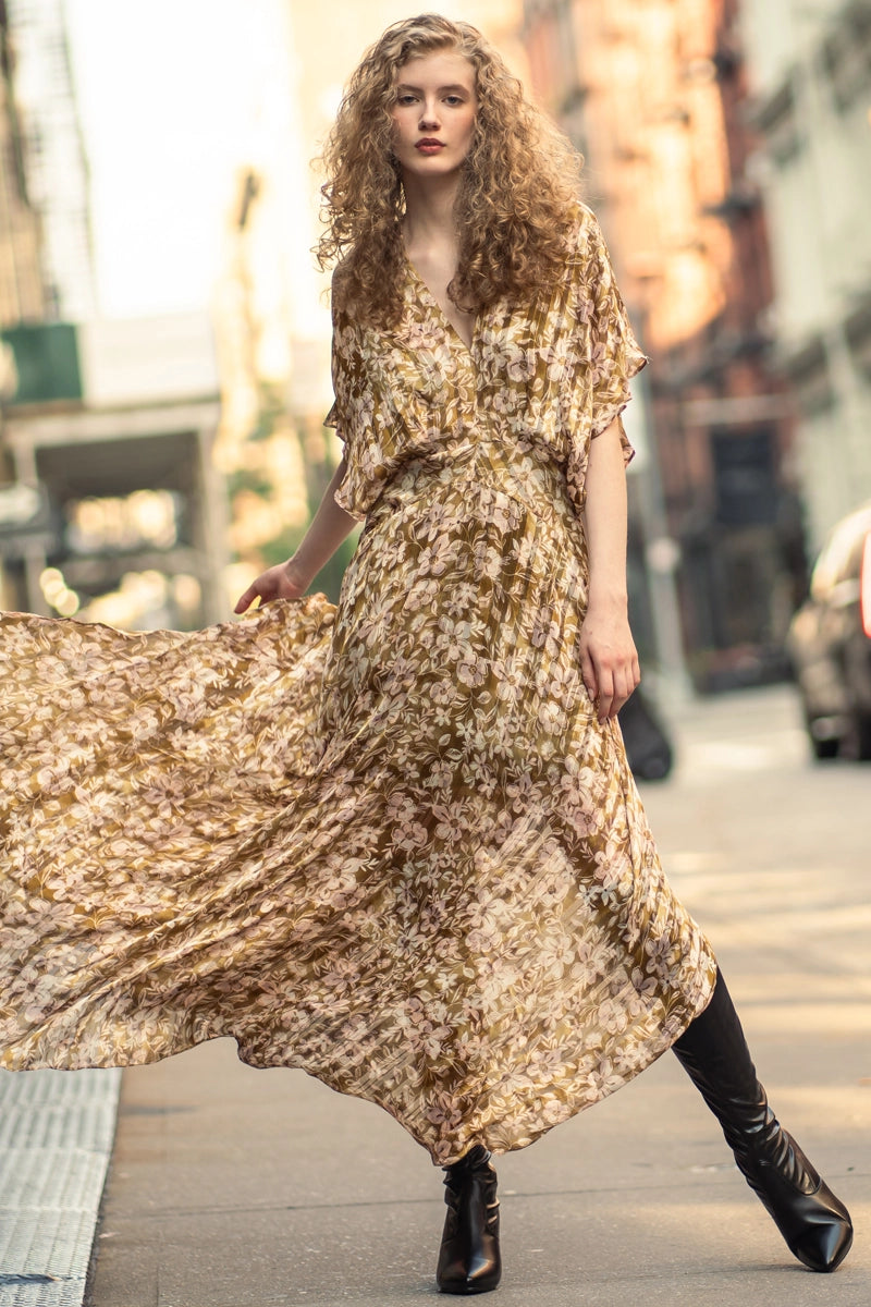 Floral Print Maxi Dress with Lurex