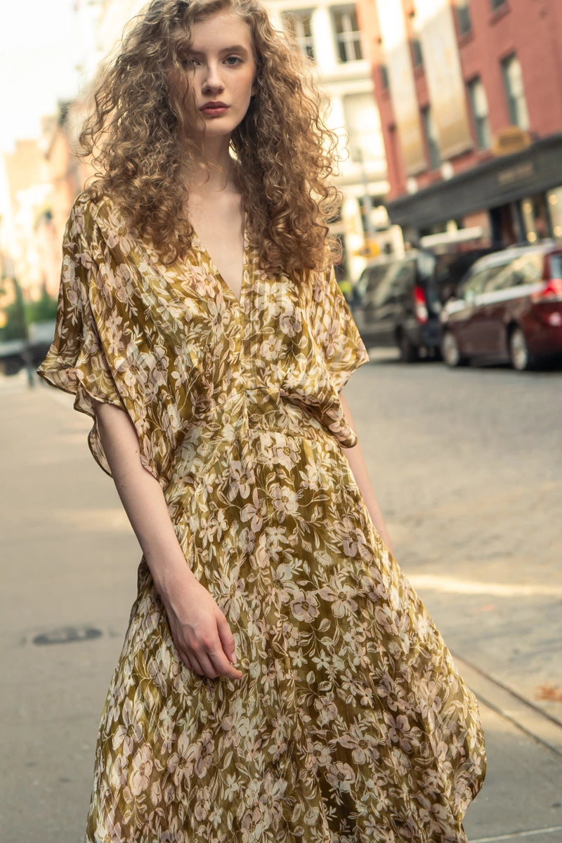 Floral Print Maxi Dress with Lurex