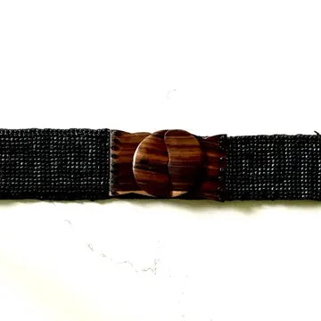 Hand Loomed Glass Beaded Beltl Greek Key Black
