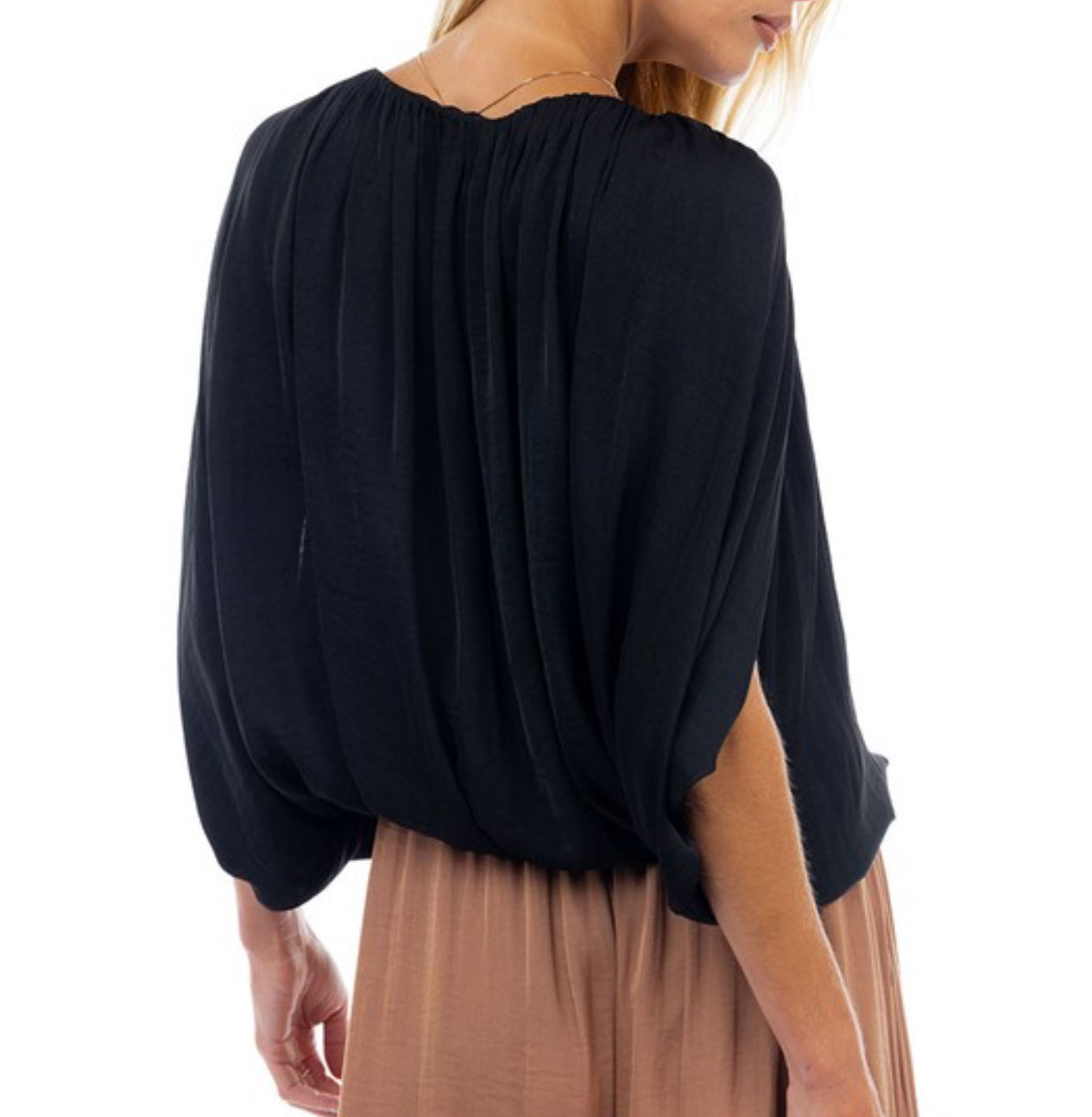 Grecian Drape Bubble Blouse