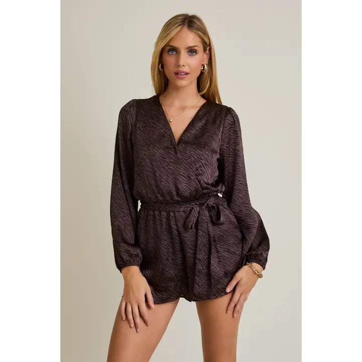 Animal Print Romper Long Sleeve