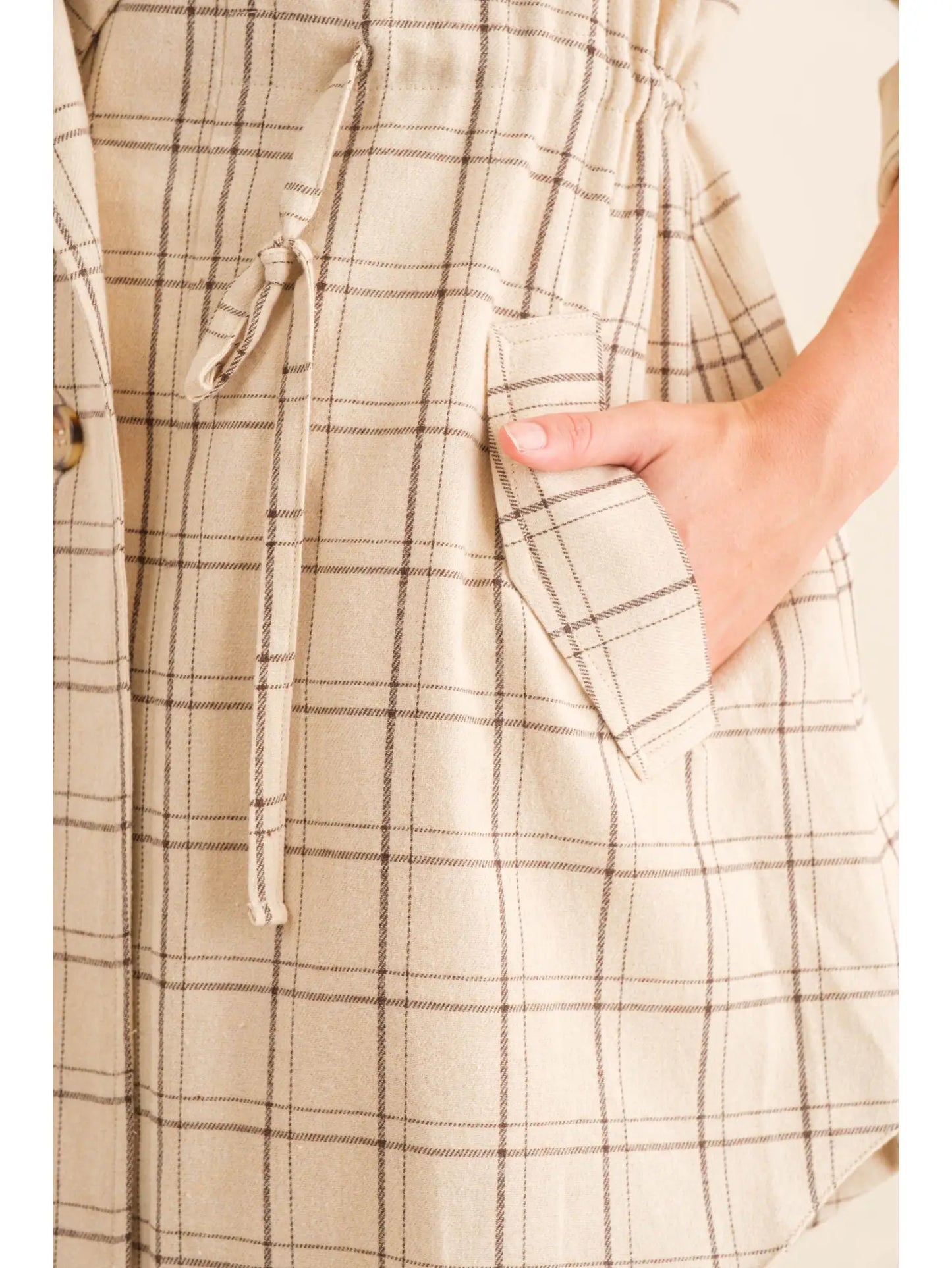 Plaid Folded Sleeve Anorak Jacket