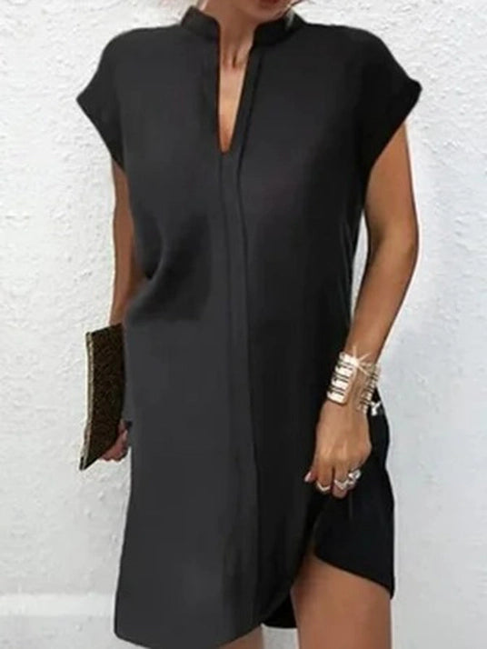 Split Joint V Neck Mini Dress