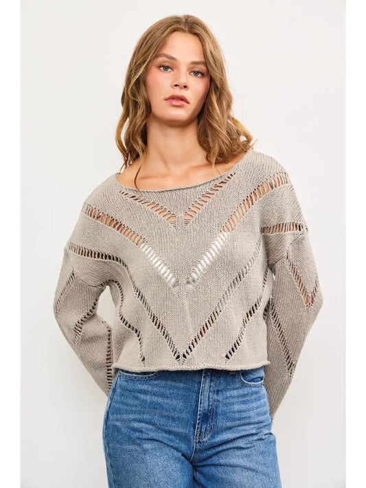 Distressed Cut-Off Knit Top