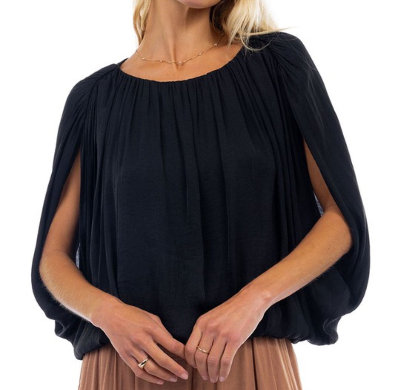 Grecian Drape Bubble Blouse