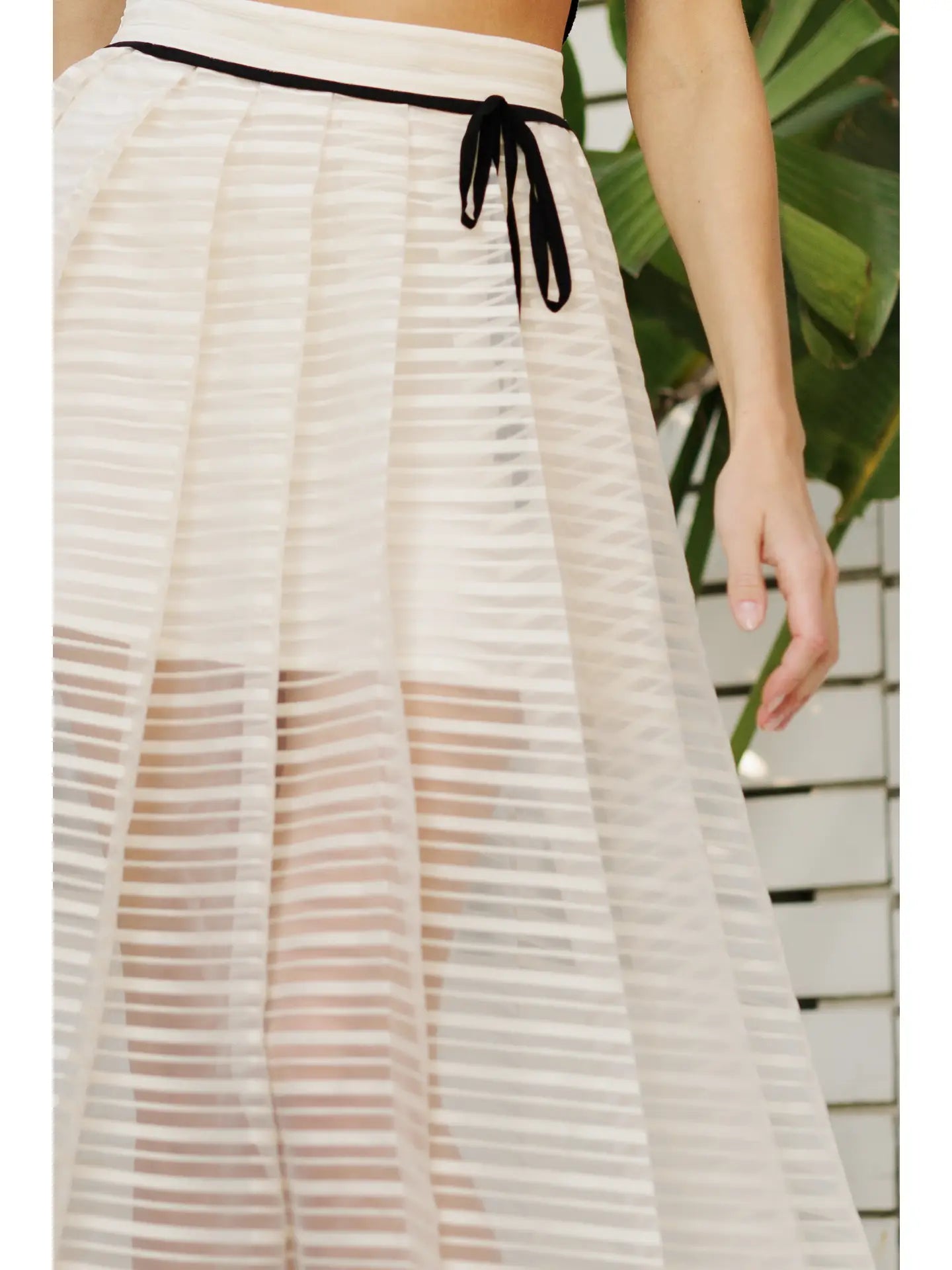 Pleated Sheer Midi Skirt