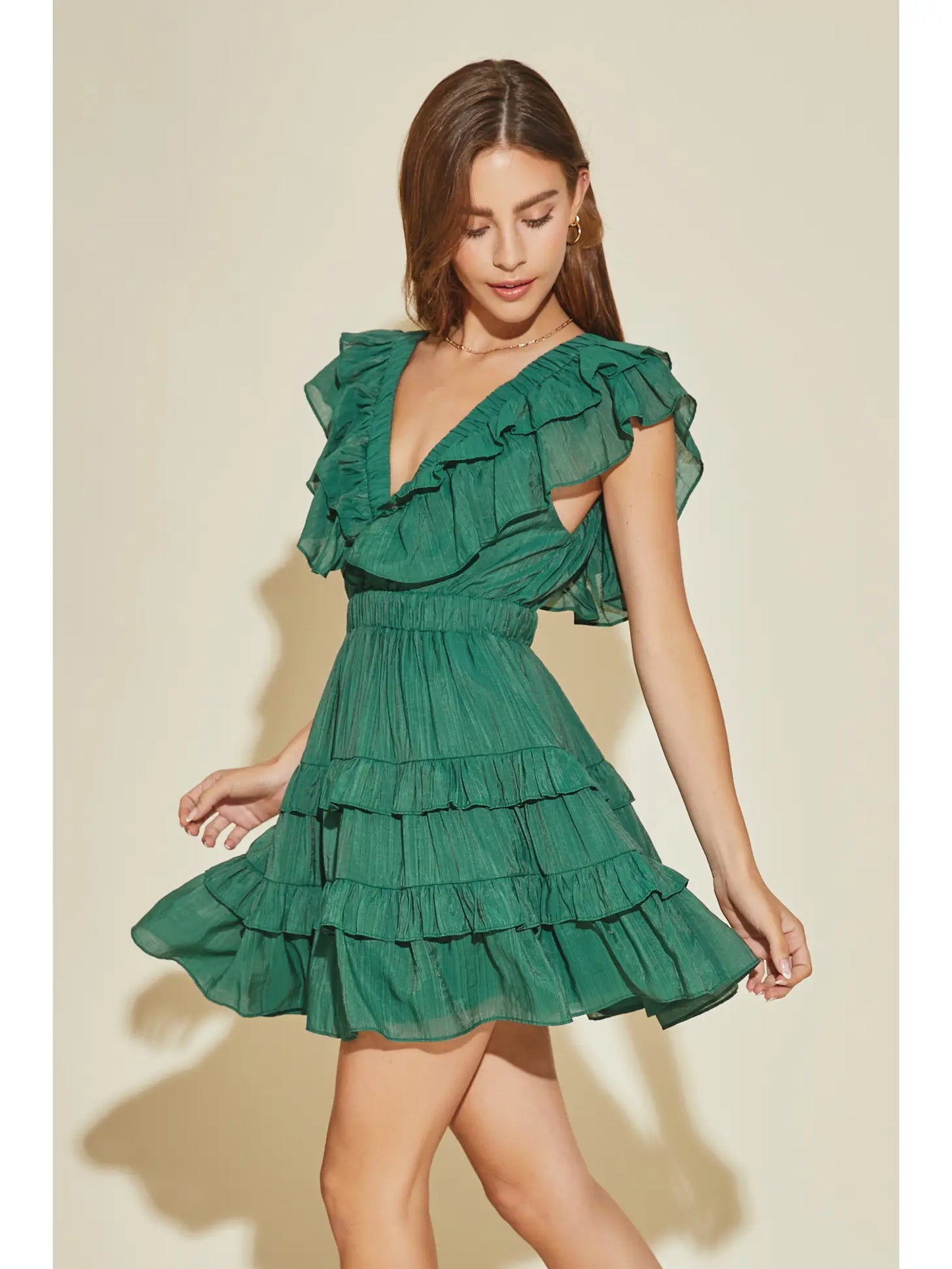 V-Neck Ruffle Tiered Dress