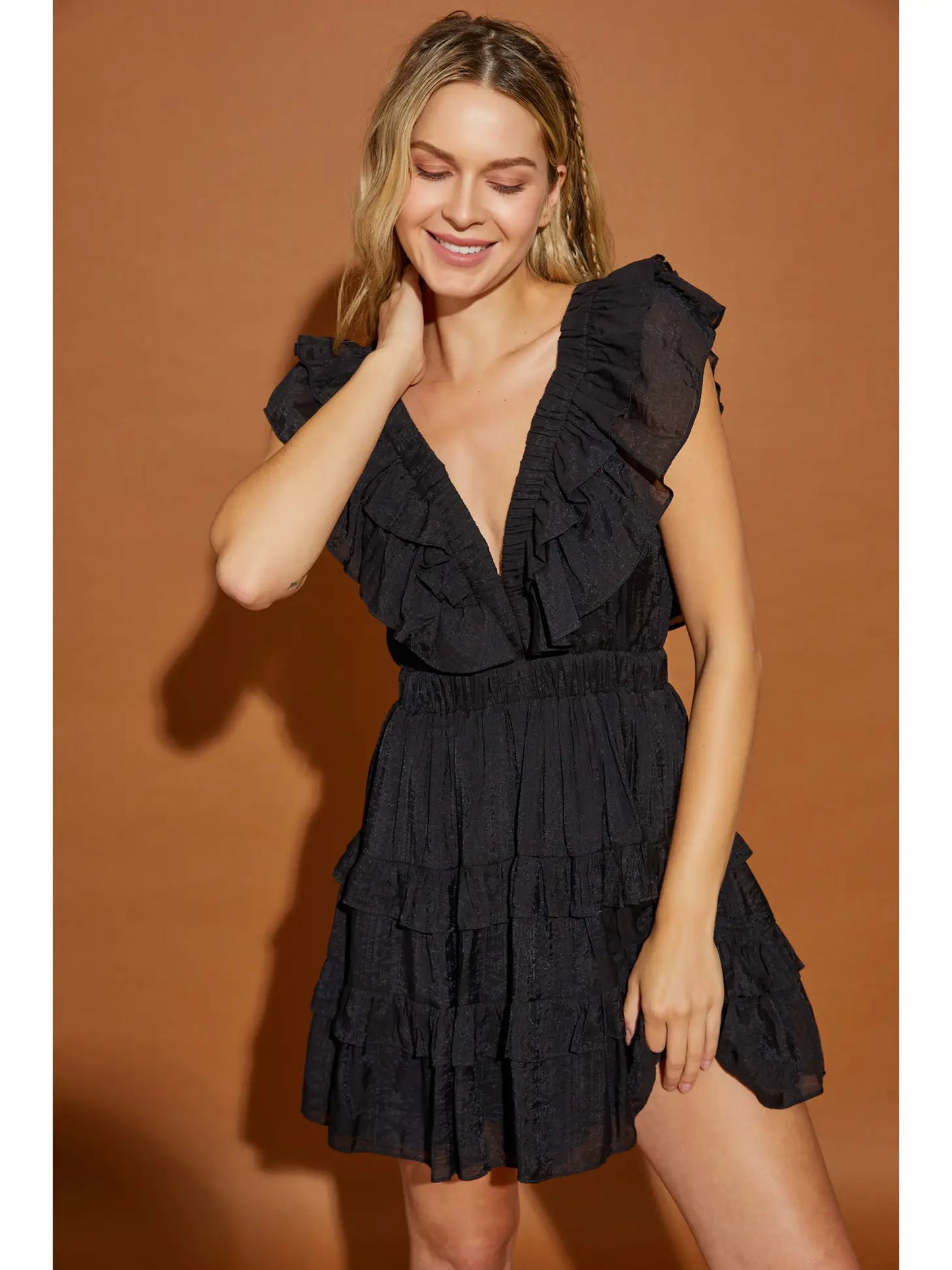 V-Neck Ruffle Tiered Dress