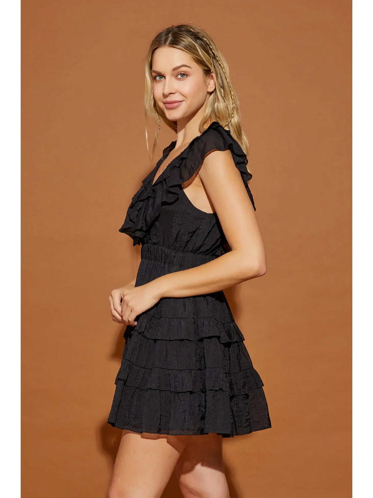 V-Neck Ruffle Tiered Dress