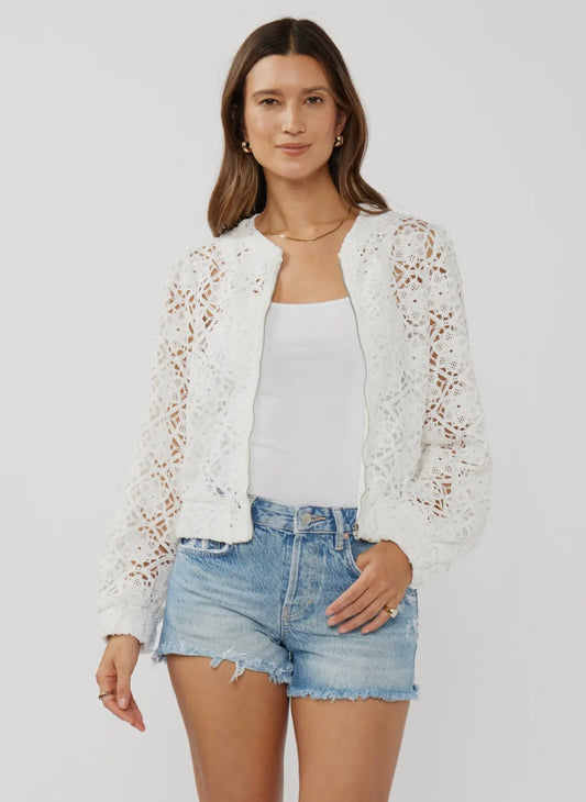 Floral Crochet Lace Bomber Jacket
